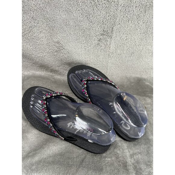 Skechers Yoga Foam Women’s 6.5 Sparkle Rhinestone Cushion Slip on Flip Flops - Picture 8 of 11